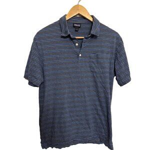 Patagonia Squeaky Clean Blue and White Polo Shirt Classic Stripes